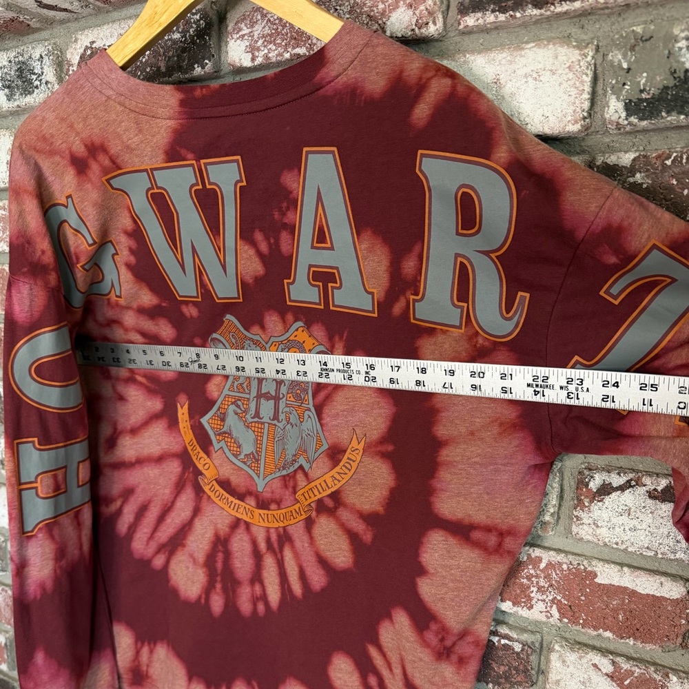 Warner Bros. Harry Potter Hogwarts Maroon Bleach Spiral Tie-Dye Long Sleeve Tee - Picture 9 of 9